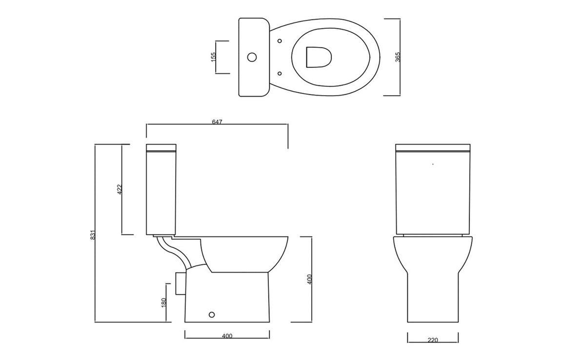 //2Go Close Coupled Rimless WC & Soft Close Seat