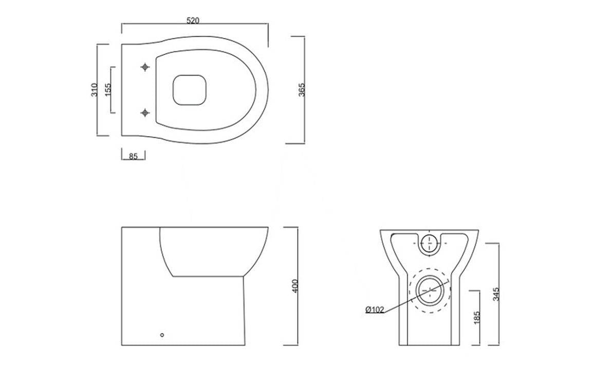 //2Go Rimless Back To Wall WC & Soft Close Seat