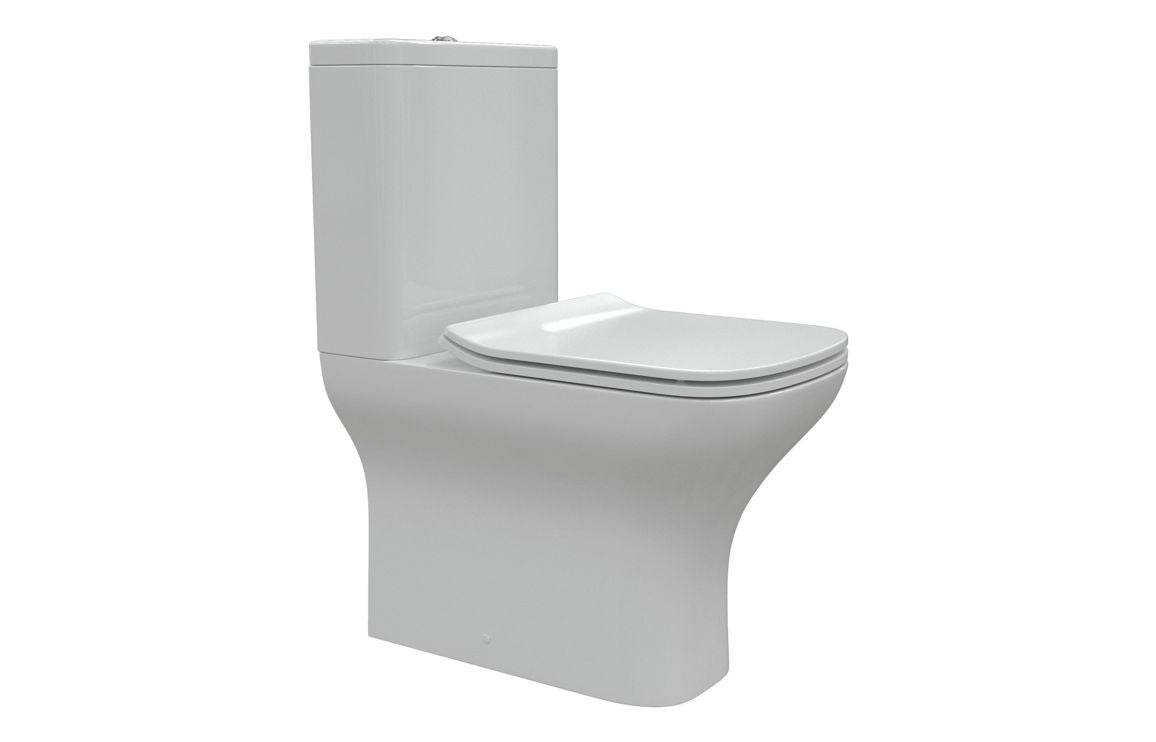 Cedarwood Short Projection Close Coupled Fully Shrouded WC & Slim Soft Close Seat