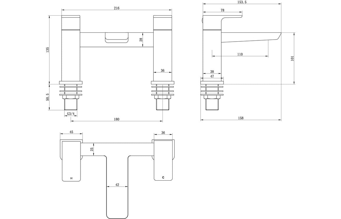 Berio Bath Filler - Brushed Brass