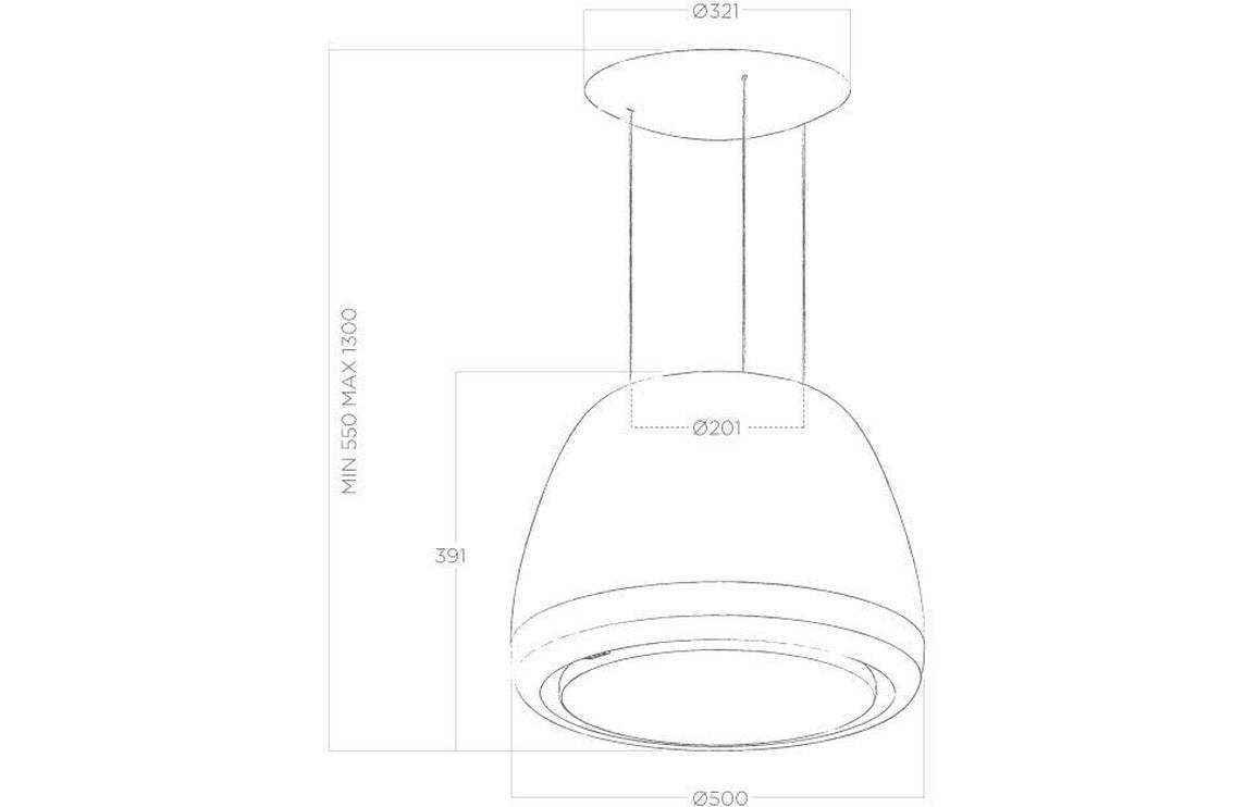 Elica Diva 50cm Suspended Hood - (Classic) White, (Heavy Metal) St/Steel, (Rock) Black