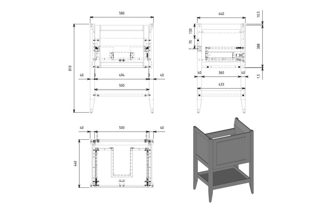 Dion 650mm Floor Standing 1 Drawer Basin Unit w/Basin - Matt White