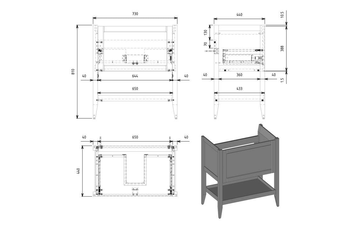 Dion 800mm Floor Standing 1 Drawer Basin Unit w/Basin - Matt Misty Blue