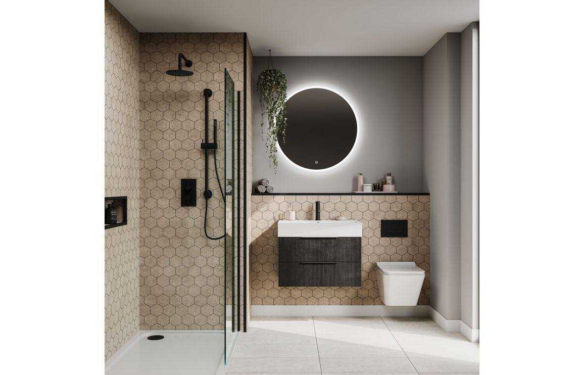 Fibo Urban Hexagonal Bathroom Panels - Rough Cement Design