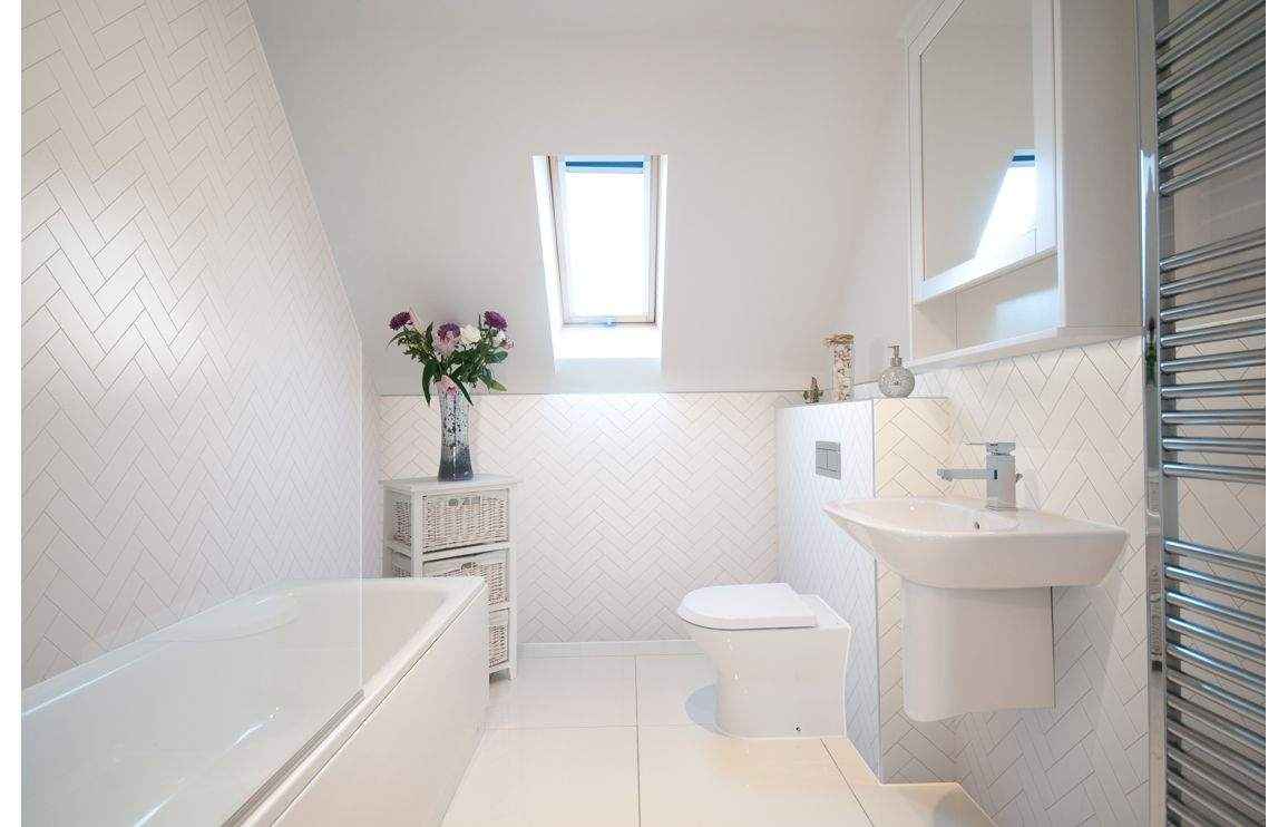White Silk Herringbone Panels for Stylish Bathrooms