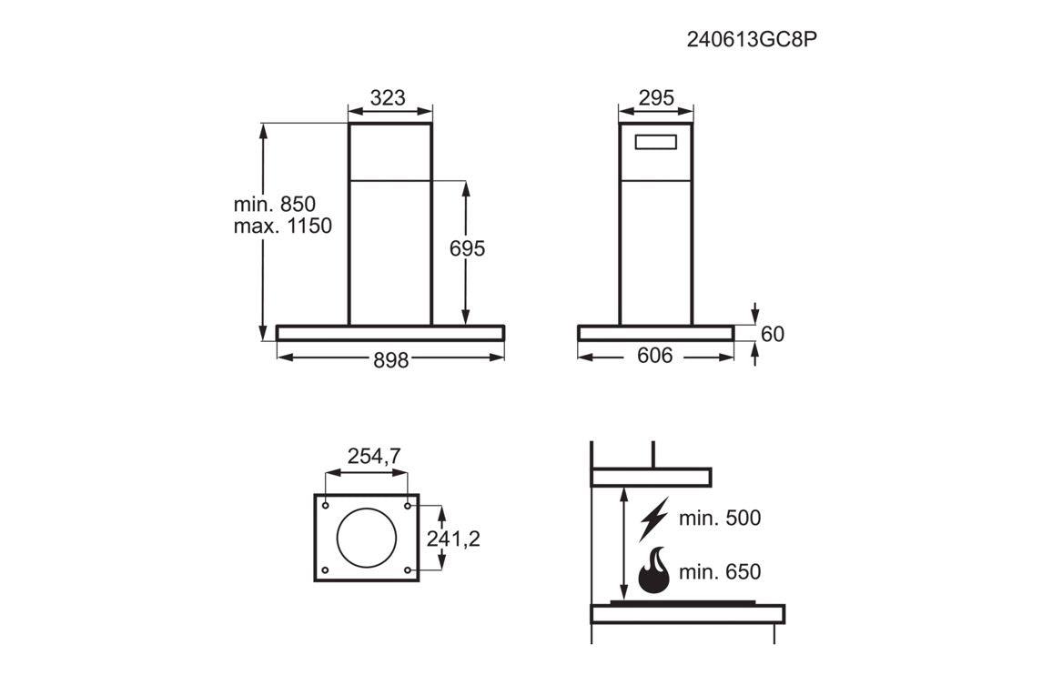 AEG GI87D91CB 90cm Box Island Hood - Black