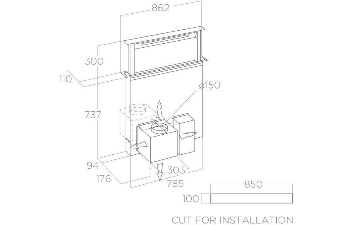 Elica Getup 90cm Downdraft Extractor - Cast Iron