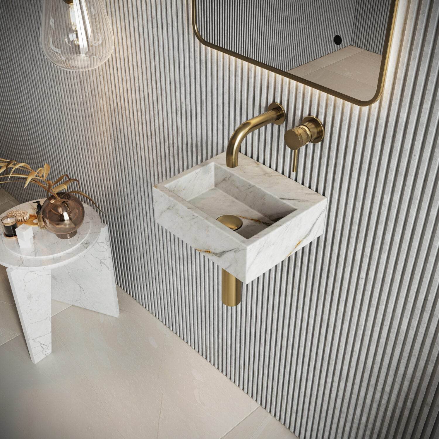 Wall Mounted Basin Tap Brushed Brass
