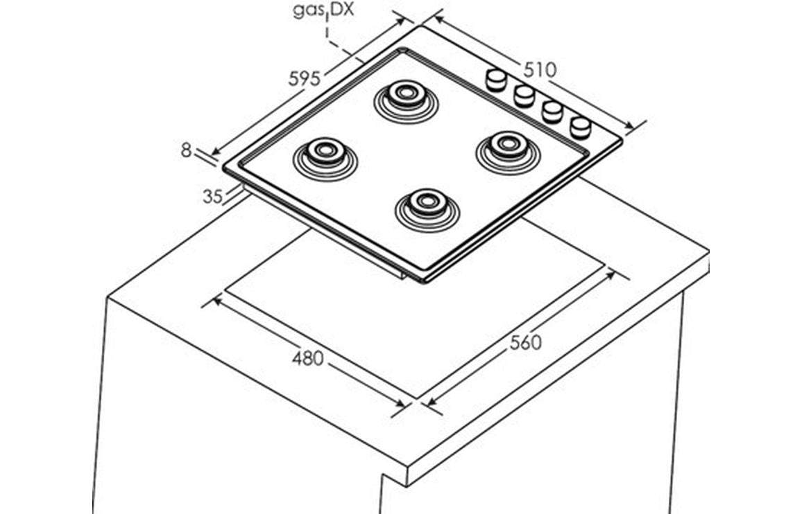 Hoover H300 HHW6LK3X 60cm Gas Hob - St/Steel