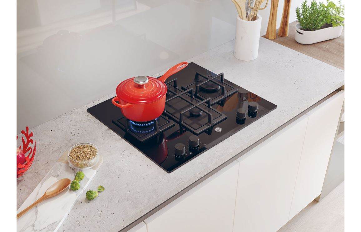 Hoover H500 HVG6DC5B 60cm Gas Hob - Black Glass