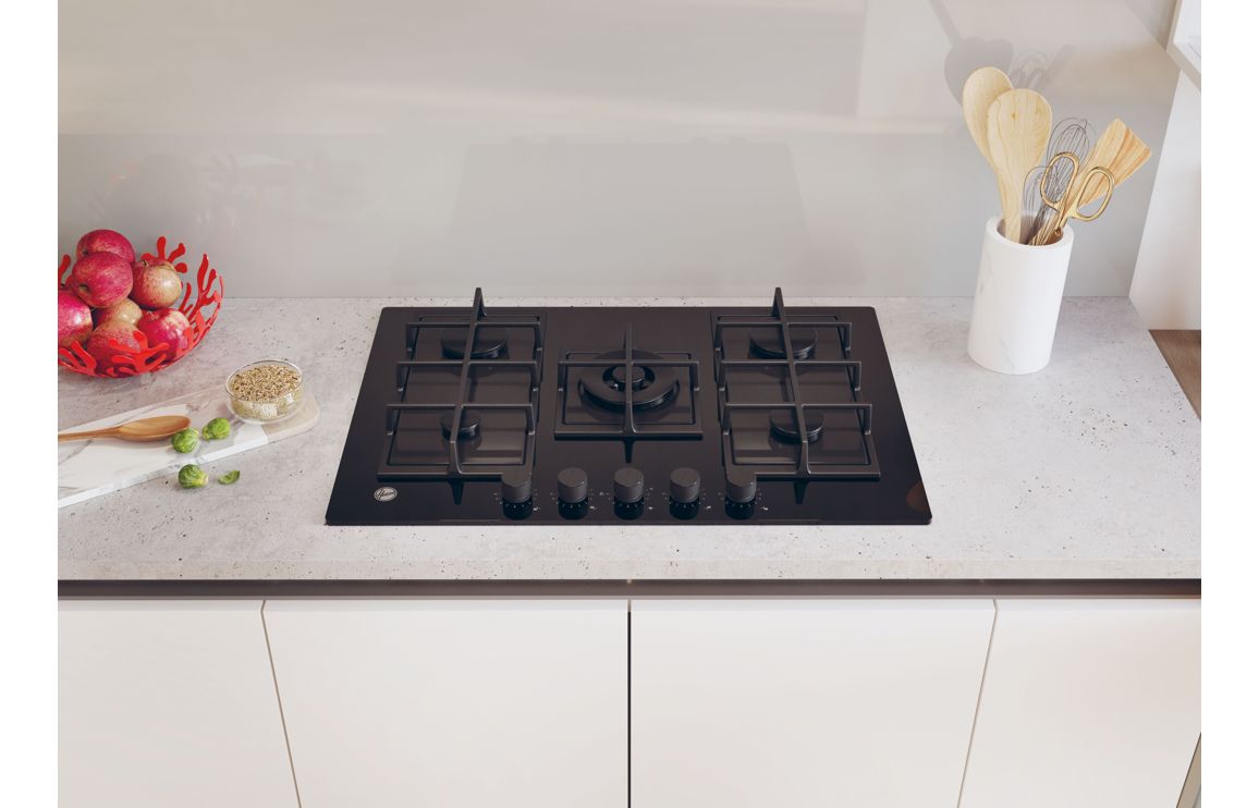 Hoover H500 HVG74WC5B 75cm Gas Hob - Black Glass