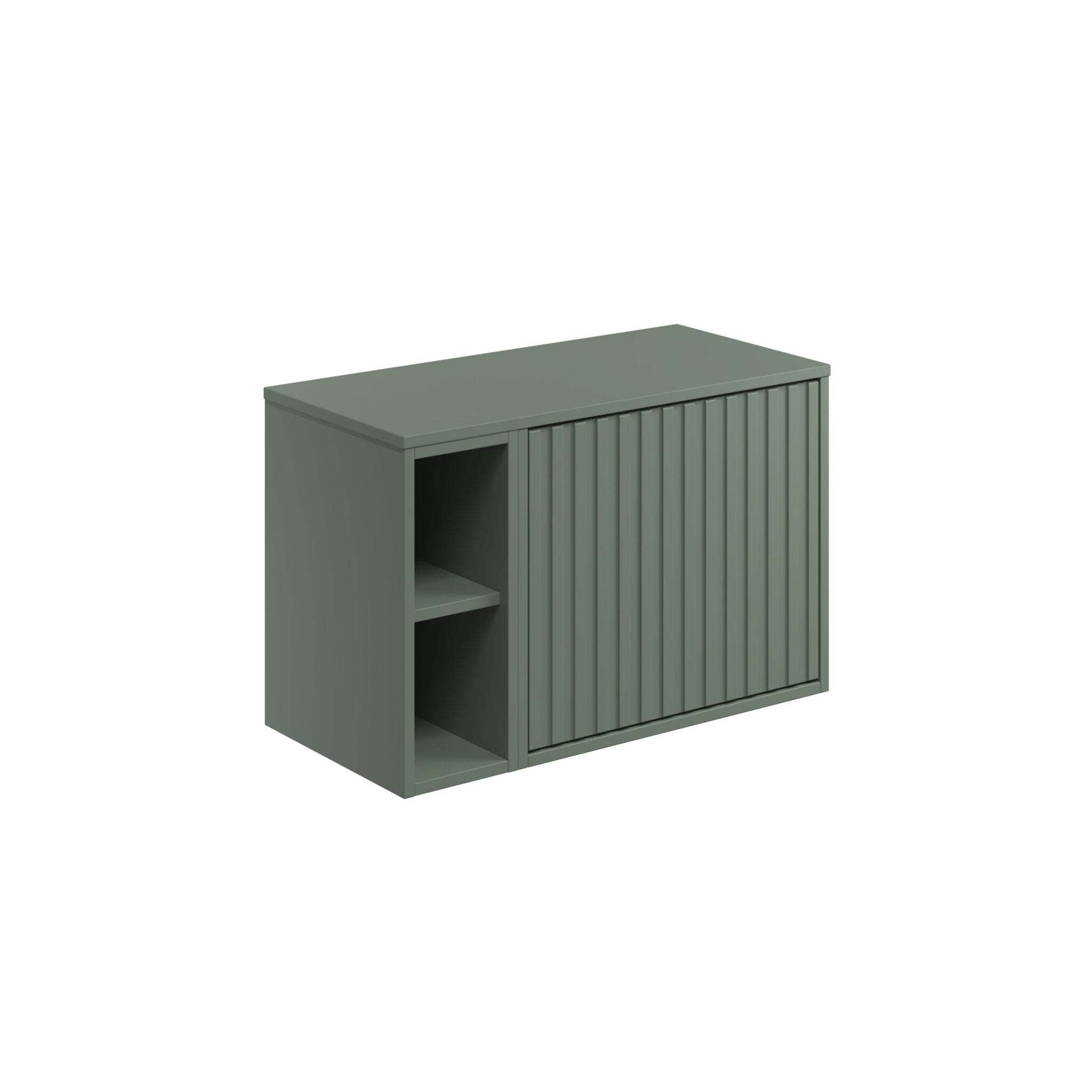 Alfie 800 Cabinet with Open Storage: Sonoma Oak / Matte Black / Reed Green