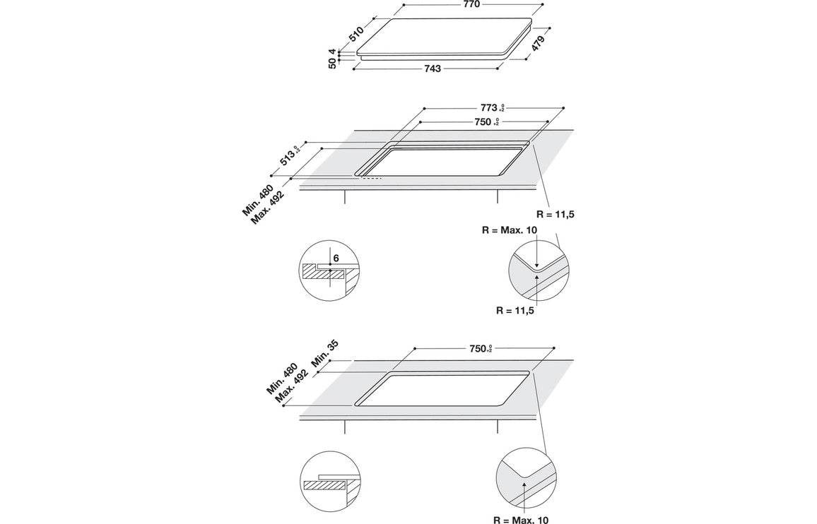 Indesit IB 21B77 NE 77cm Induction Hob - Black