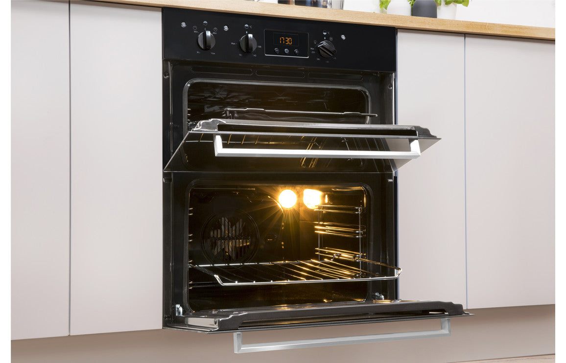 Indesit IDU 6340 BL B/U Double Electric Oven - Black