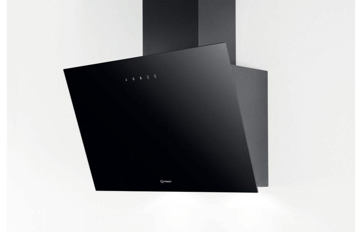 Indesit IHVP 62F LT K 60cm Angled Chimney Hood - Black