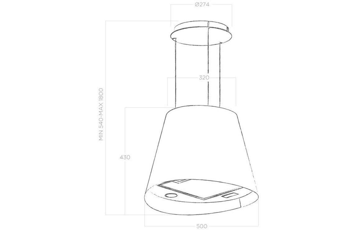 Elica Juno Urban 50cm Suspended Hood - Zinc, Cast Iron