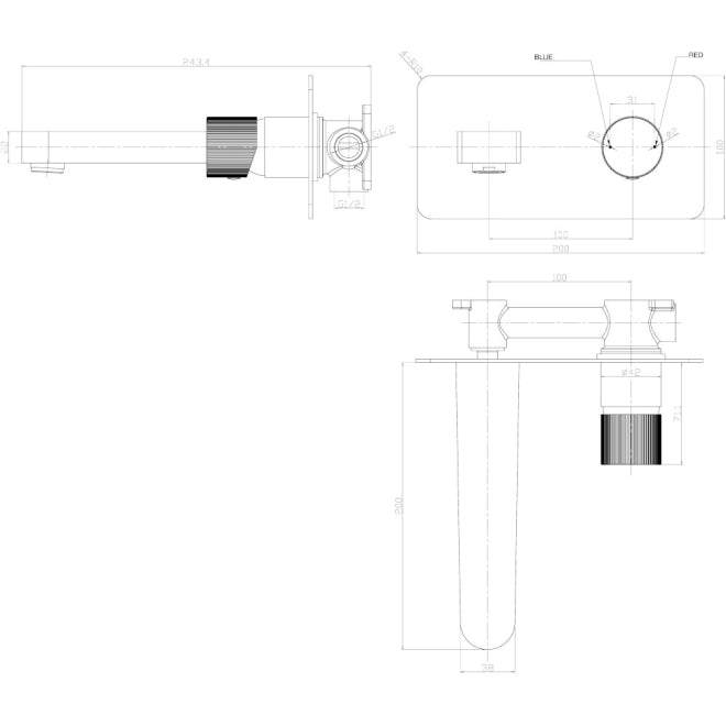 Wall Mounted Mixer Brushed Brass