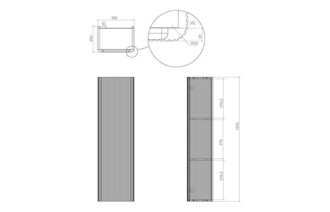 Kuba 350mm Wall Hung 1 Door Tall Unit - Textured Oak