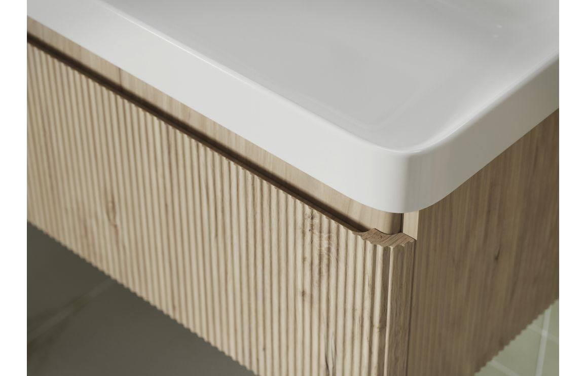 Kuba 500mm Wall Hung 1 Drawer Basin Unit & Basin - Textured Oak