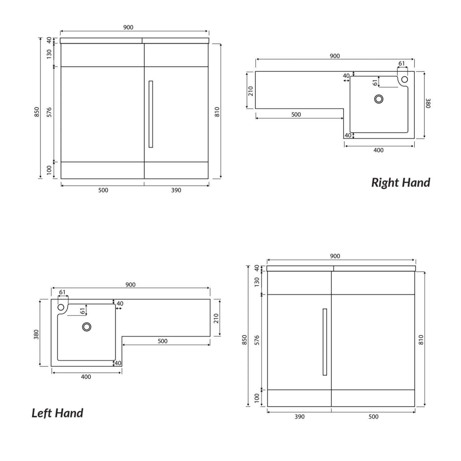 Lili 390 Basin Unit for combination unit 900