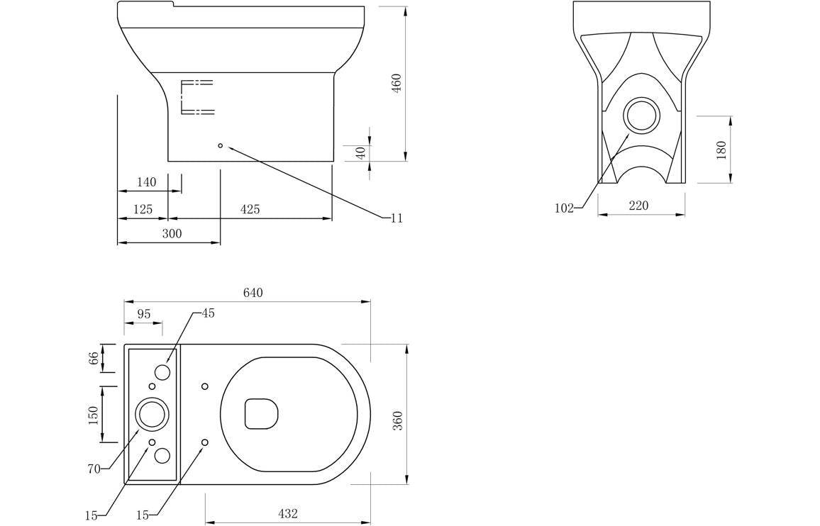 Laurus Close Coupled Open Back Comfort Height WC & Soft Close Seat