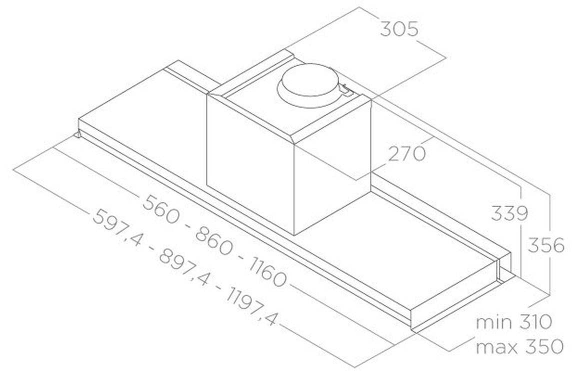 Elica Lever 120cm Telescopic Hood - St/Steel