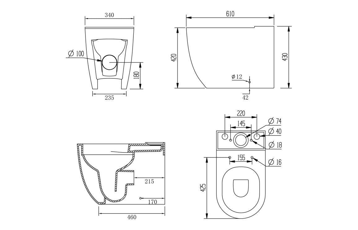 Cilantro Swirlux™ Short Projection Close Coupled Fully Shrouded WC & Soft Close Seat