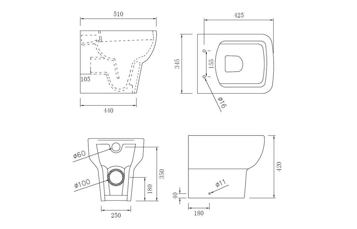 Arlo Rimless Back To Wall WC & Soft Close Seat