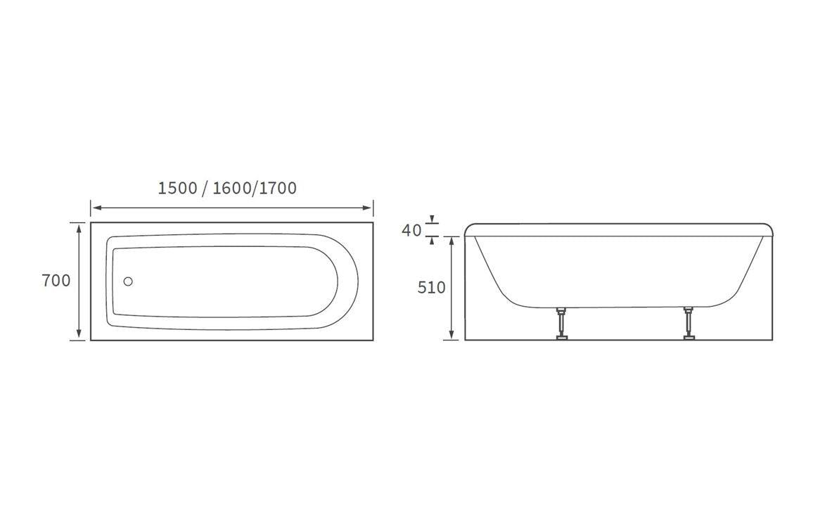 Miami Round Single Ended 1500/1600/1700/1800mm 0TH Bath w/Legs