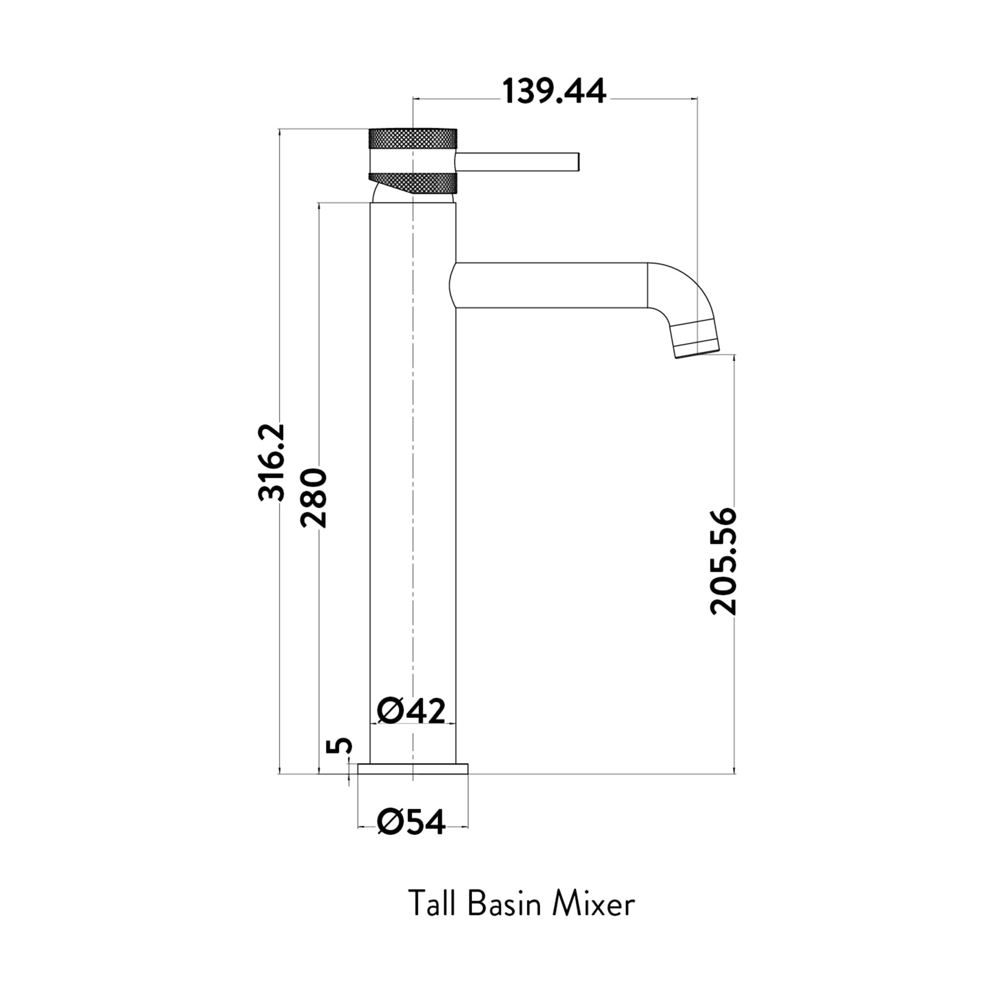 Tall Mono Basin Mixer Brushed Brass