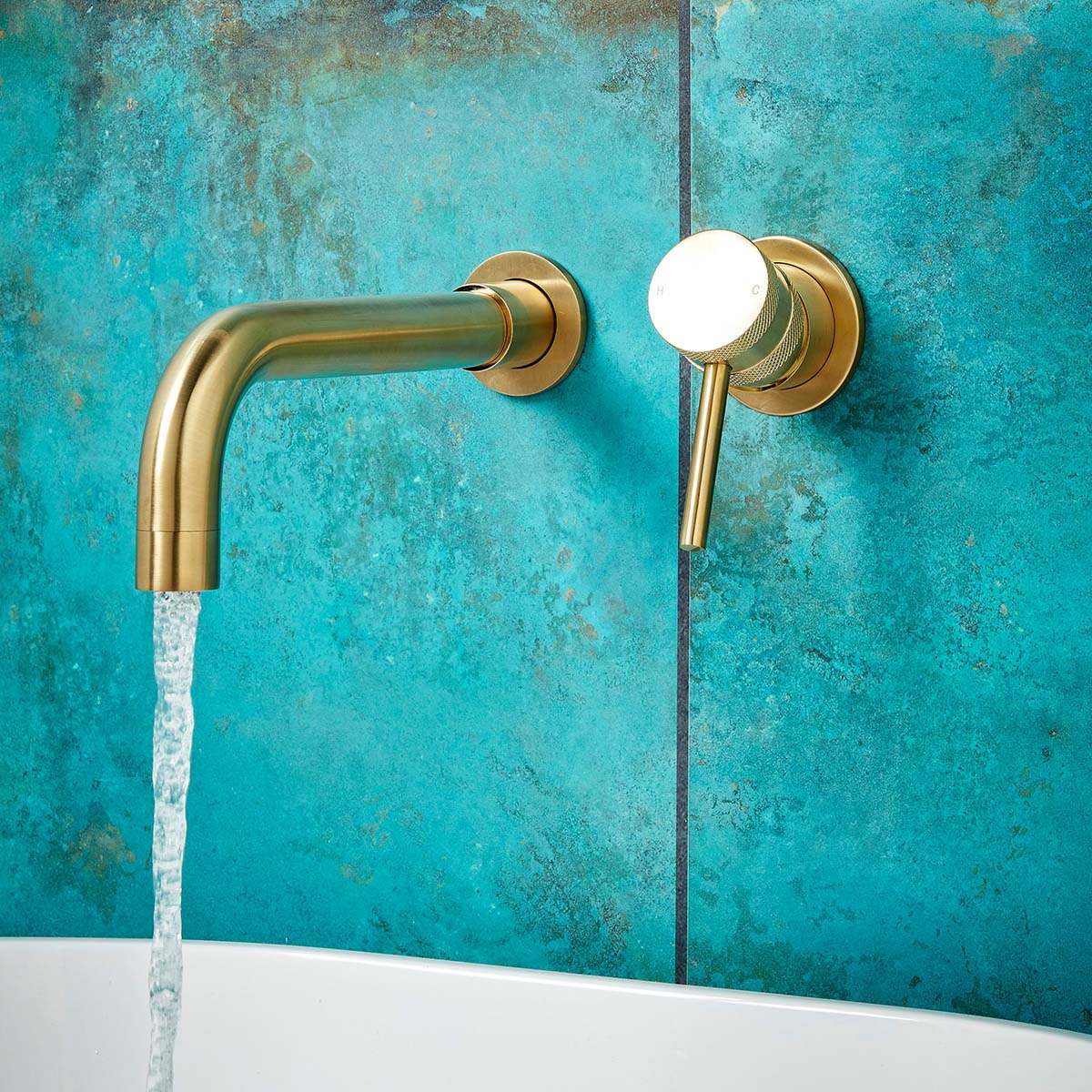 Wall Mounted Basin Tap Brushed Brass
