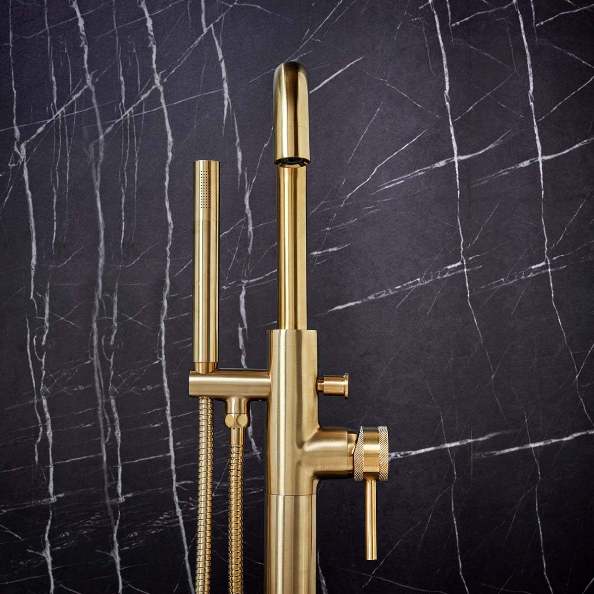 Freestanding Bath Shower Mixer Brushed Brass
