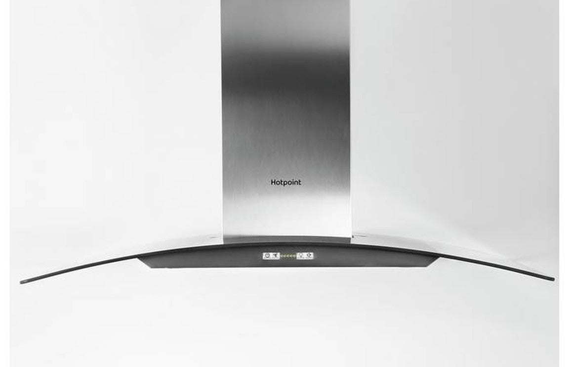 Hotpoint PHGC9.4FLMX 90cm Curved Glass Chimney Hood - St/Steel