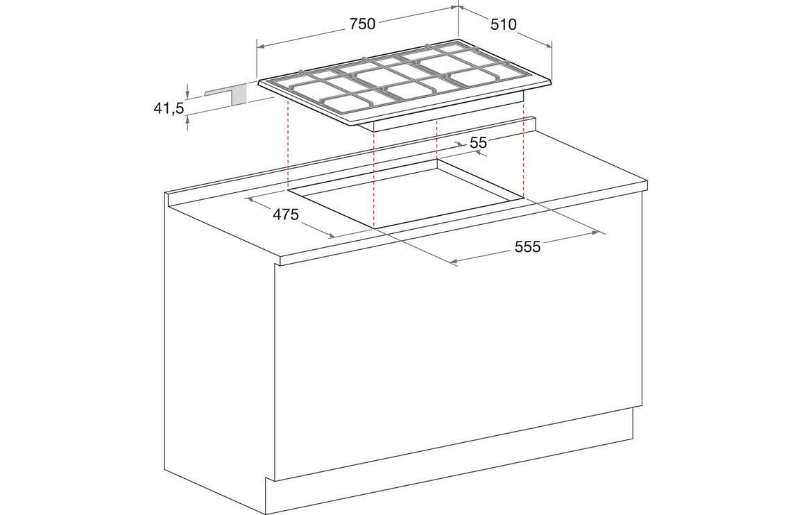 Whirlpool PMW 75D2/IXL 75cm Gas Hob - St/Steel