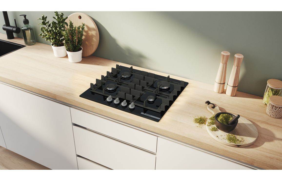 Bosch Series 4 PNP6B6K40 60cm Gas on Glass Hob - Black