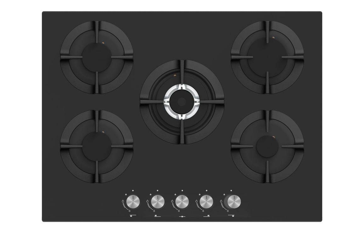 Prima PRGH226 70cm Gas on Glass Hob - Black Glass