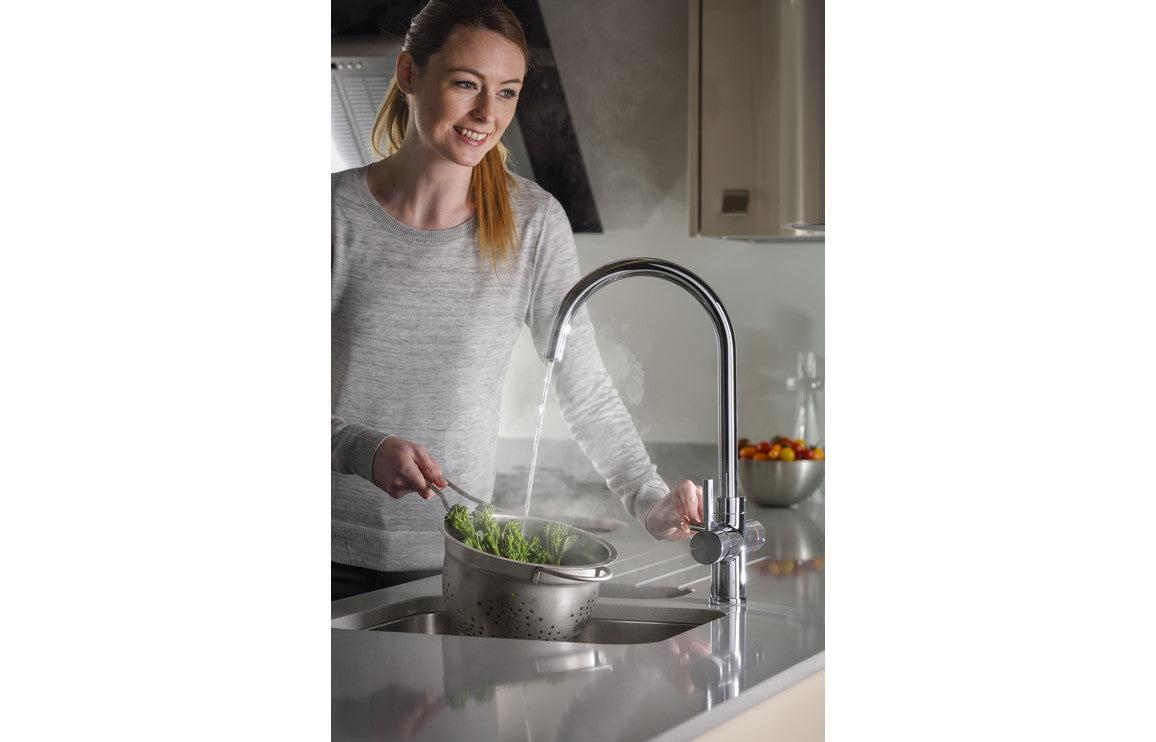 Abode Prostream 3 IN 1 Swan Spout Monobloc Tap - Chrome, Brushed Nickel, Graphite, Matt Black, Urban Copper