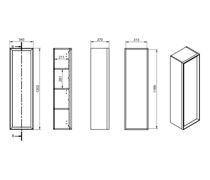 Push 345mm Wall Hung 1 Door Tall Unit - Matt Cotton