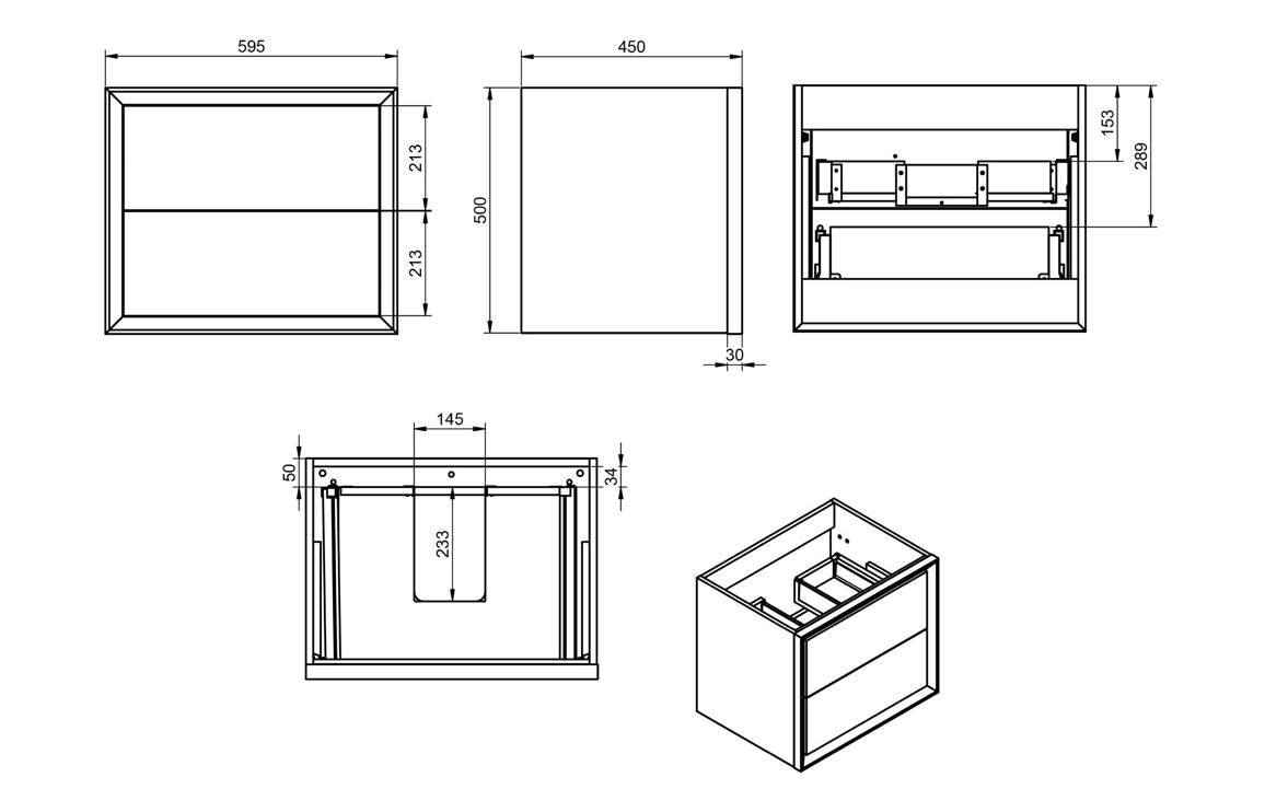 Push 1210mm Wall Hung 4 Drawer Basin Unit 