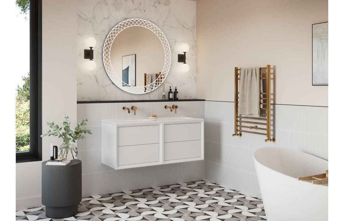 Push 610mm Wall Hung 2 Drawer Basin Unit