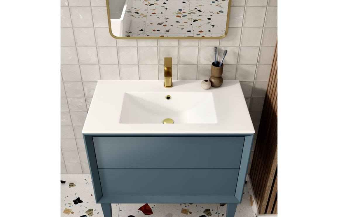Push 610mm Wall Hung 2 Drawer Basin Unit & No Tap Hole Thin