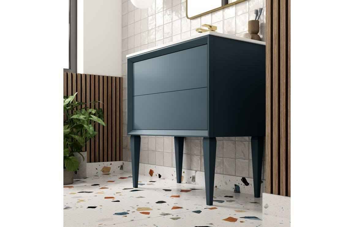 Push 610mm Wall Hung 2 Drawer Basin Unit & No Tap Hole Thin