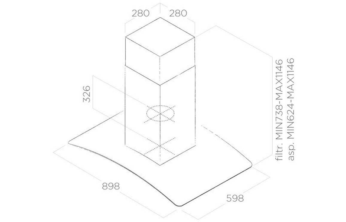 Elica Reef 90cm Island Hood - St/Steel