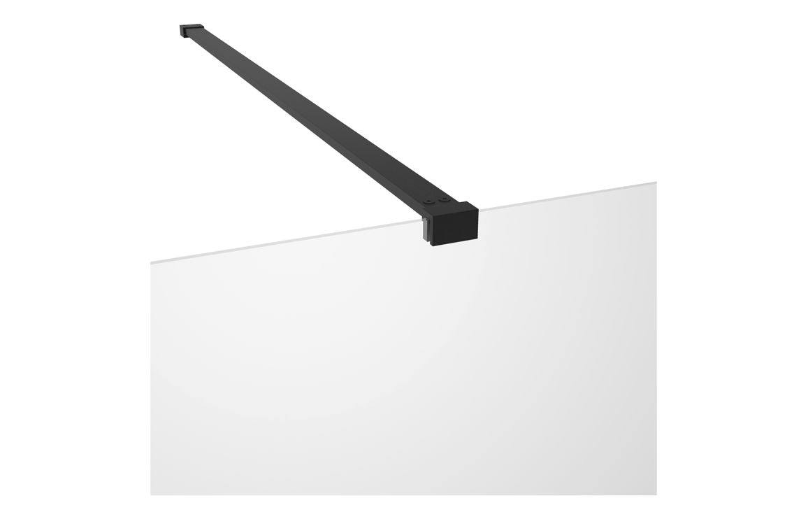 Iconix 500/700/760/800/900/1000/1100/1200/1400mm Wetroom Panel & Support Bar - Black
