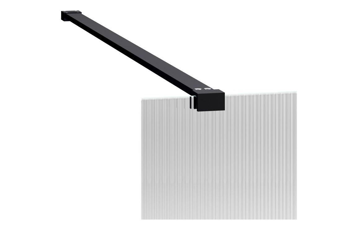 Iconix 800/900/1000/1200mm Fluted Wetroom Panel & Support Bar - Black