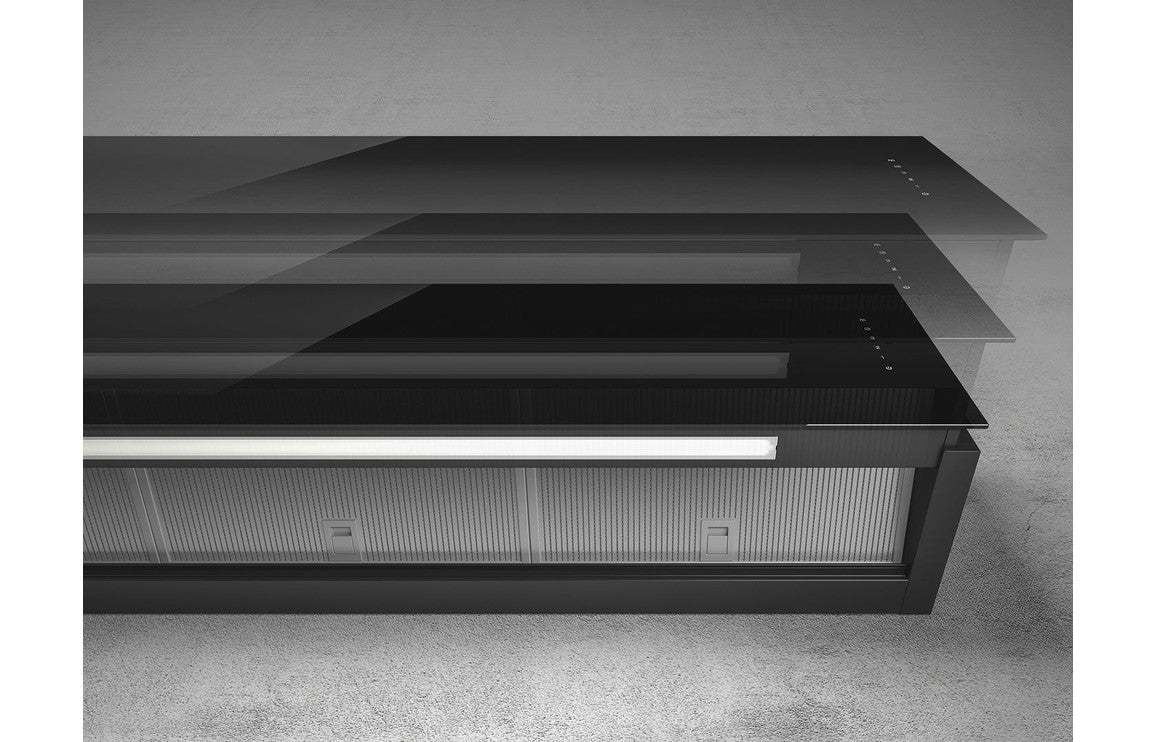 Elica Rules 90cm Integrated Chimney Hood - Black Glass