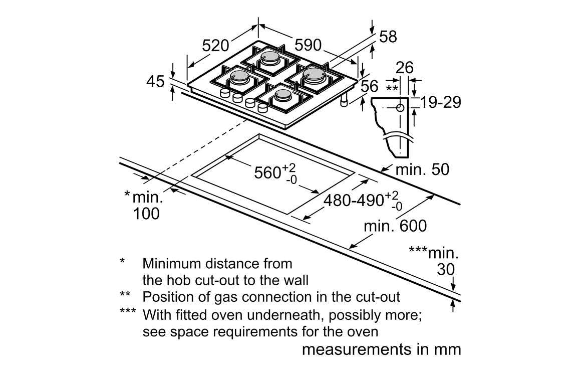 Neff N50 T26NKP4S0 60cm Gas Hob - Black