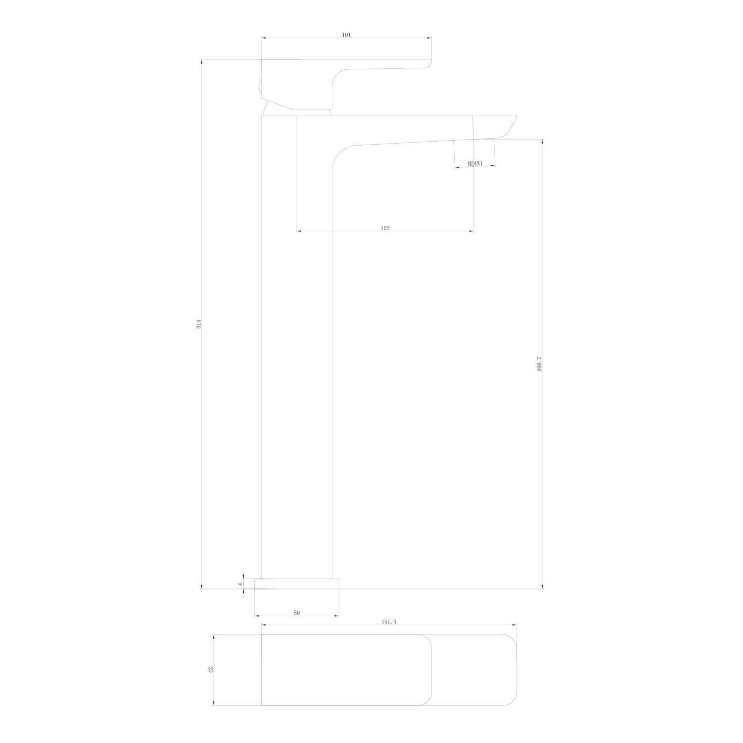 Muro Brushed Brass High Riser Basin Mono Tap