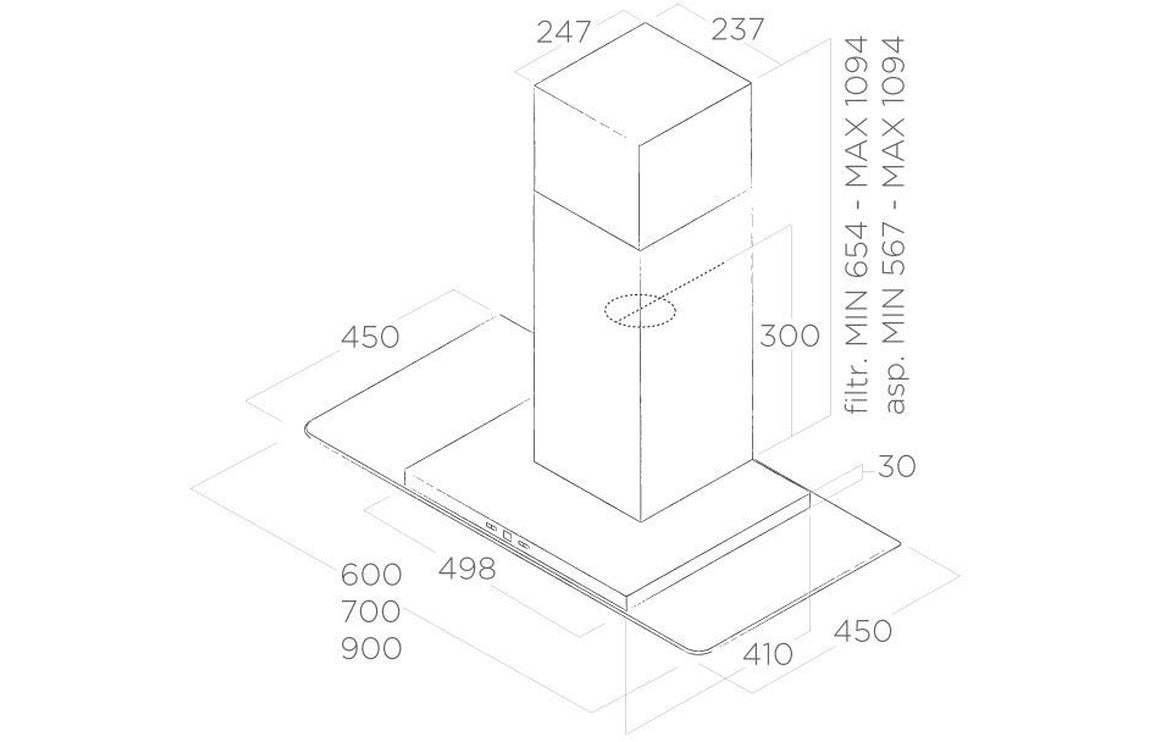 Elica Tribe 60cm Flat Glass Chimney Hood - St/Steel