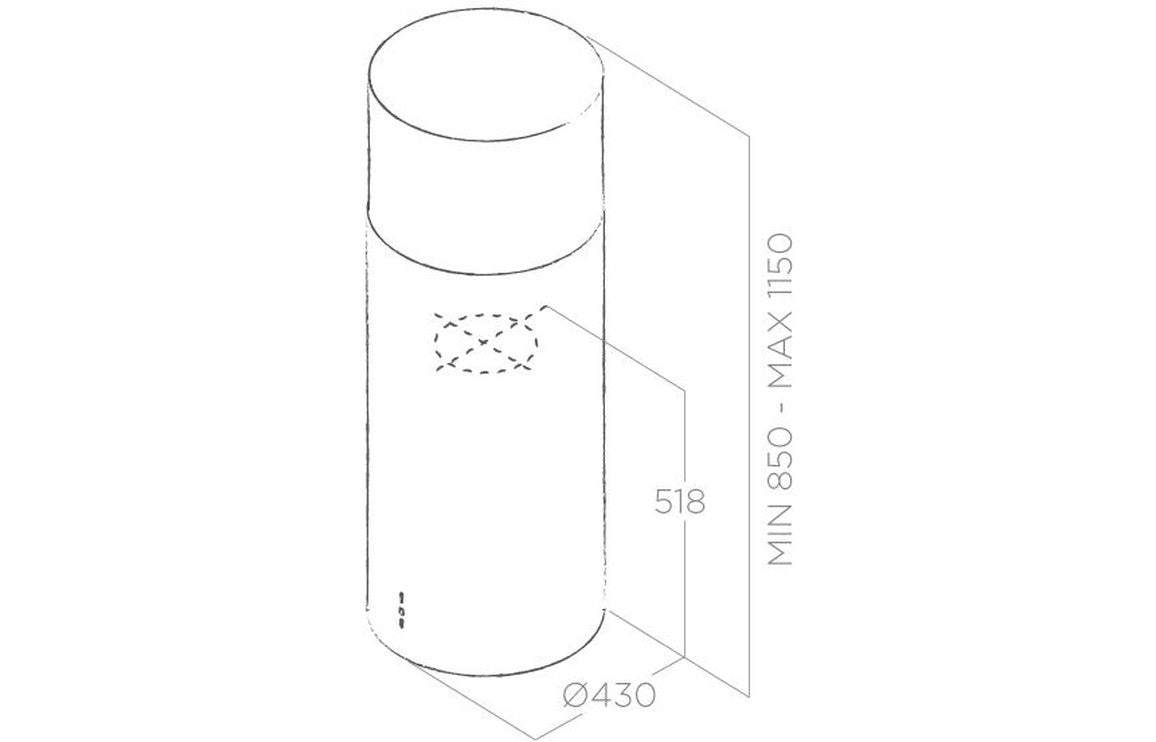 Elica Tube Pro 43cm Cylinder Island Hood - St/Steel